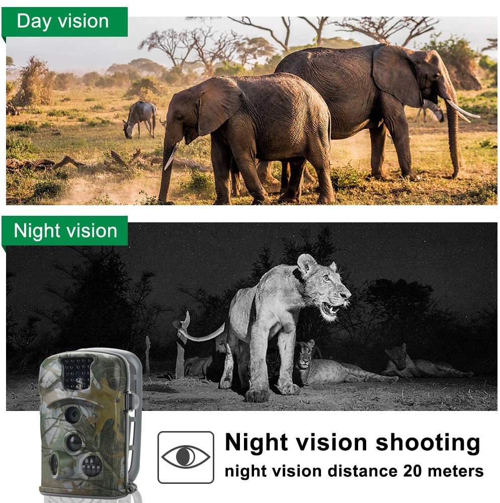 Cámara de caza HD de 20MP y 1080P para exteriores, visión nocturna, foto, videovigilancia, cámara de rastreo de vida silvestre IP66, trampas fotográficas impermeables - imagen 3