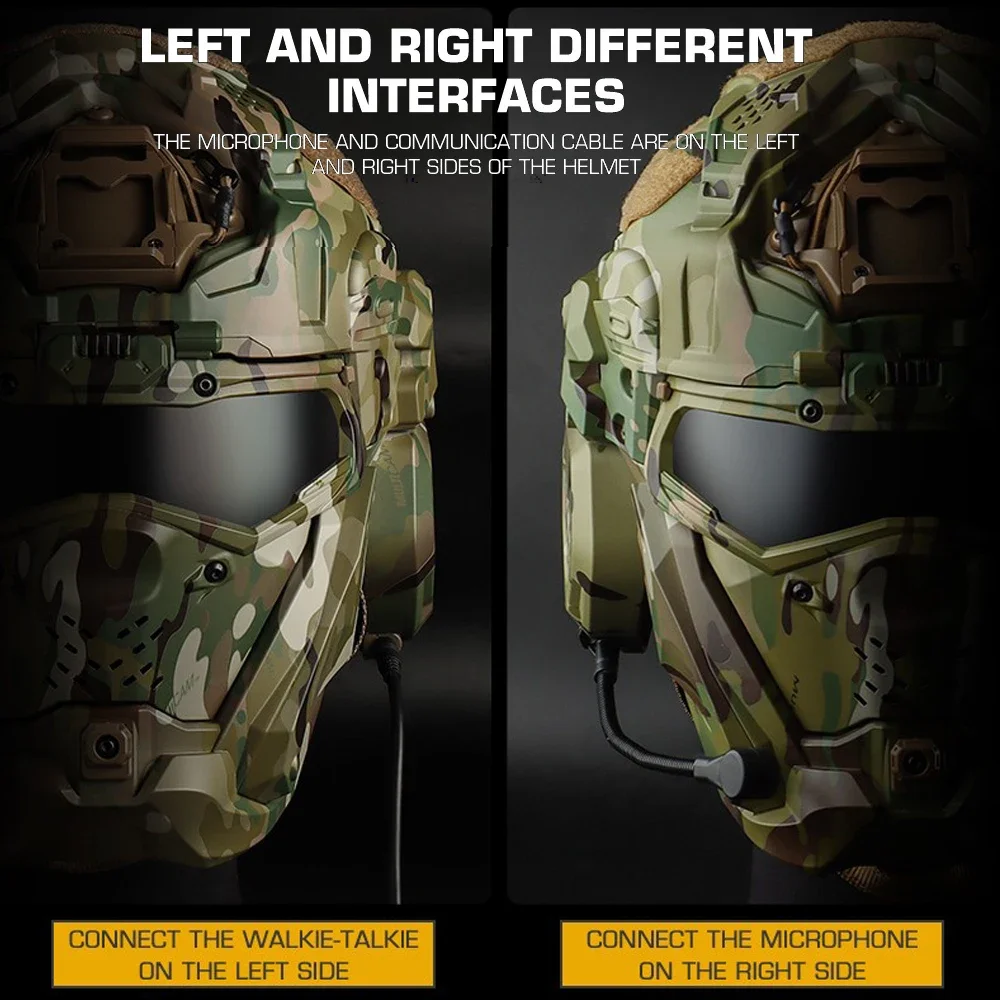 Casco rápido Airsoft táctico Militar W-Ronin casco de asalto II auriculares integrados, ventilador antiniebla, máscara abatible, lente de repuesto - imagen 4