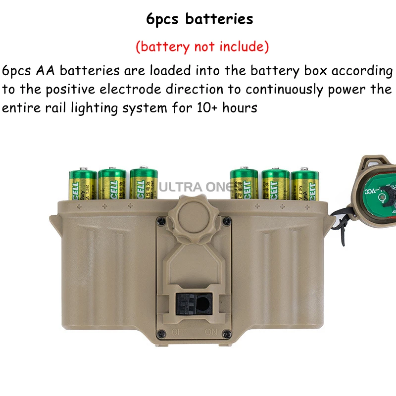 Luz táctica para casco con riel de arco, conjunto de caja de batería, luces de señal de cabeza blancas/IR, sistema de iluminación CS para casco de corte súper alto - imagen 5