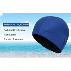 Gorro de baño unisex impermeable de PU: para hombres/mujeres adultos (talla grande), protección auditiva para deportes acuáticos, se adapta a cabello largo