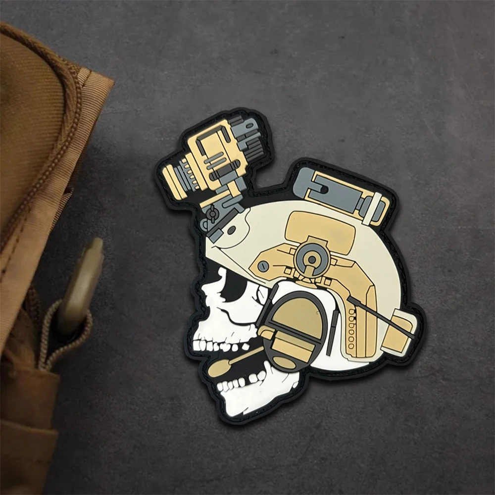 Parche "dispositivo de visión nocturna de calavera", insignia de moral táctica, parches de gancho y bucle de PVC para ropa, mochila, pegatina decorativa militar - imagen 2