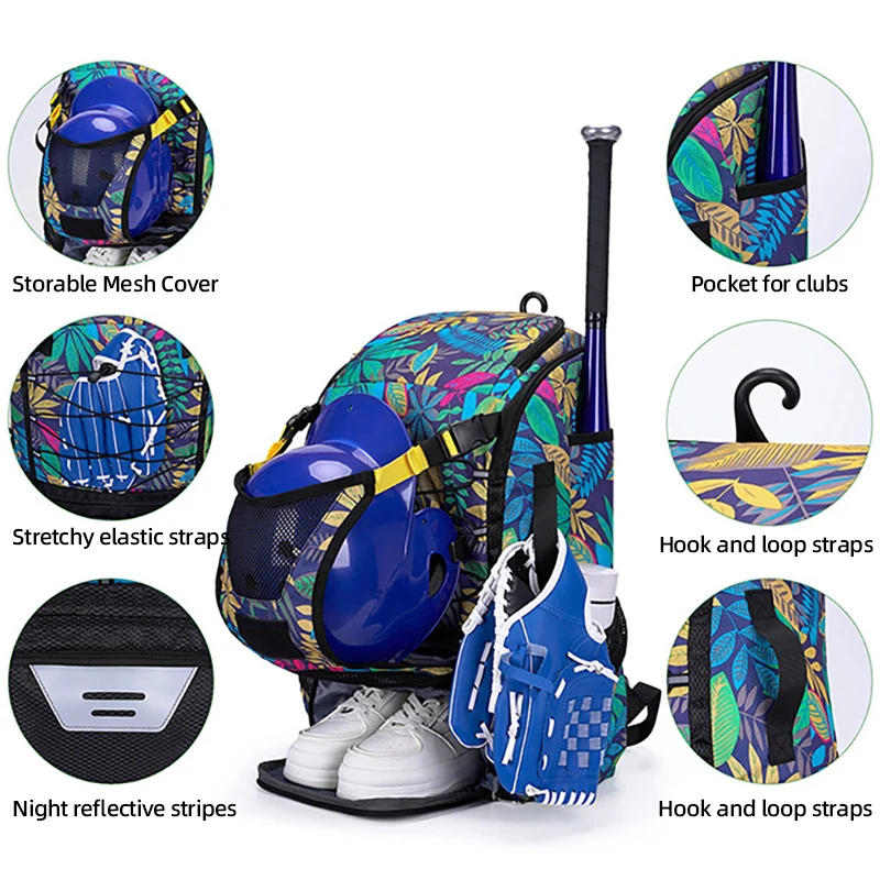 Bolsa para equipo de béisbol, mochila de balonmano con paquete de zapatos, bolsas para acampar al aire libre, senderismo, mochila grande para equipo deportivo de Softbol - imagen 3