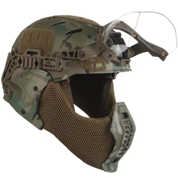 Casco protector táctico completo con media cara protector bucal/gafas abatibles/cubierta para las orejas caza Airsoft Paintball 3,0 casco Wendy