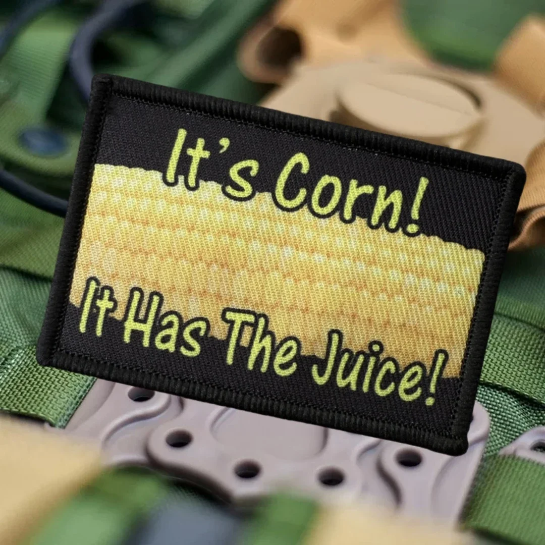 ¡Es maíz! ¡Tiene el jugo! Parche de insignia de moral táctica, parches de gancho y bucle impresos para ropa, pegatina para mochila del ejército militar - imagen 4