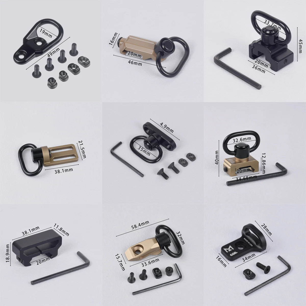 Soporte de eslinga giratoria RSA GBB Mlok KeyMod AR15 AK47, montaje de riel Pictinny de 20mm, adaptador de montaje de eslinga QD, accesorios para Rifle