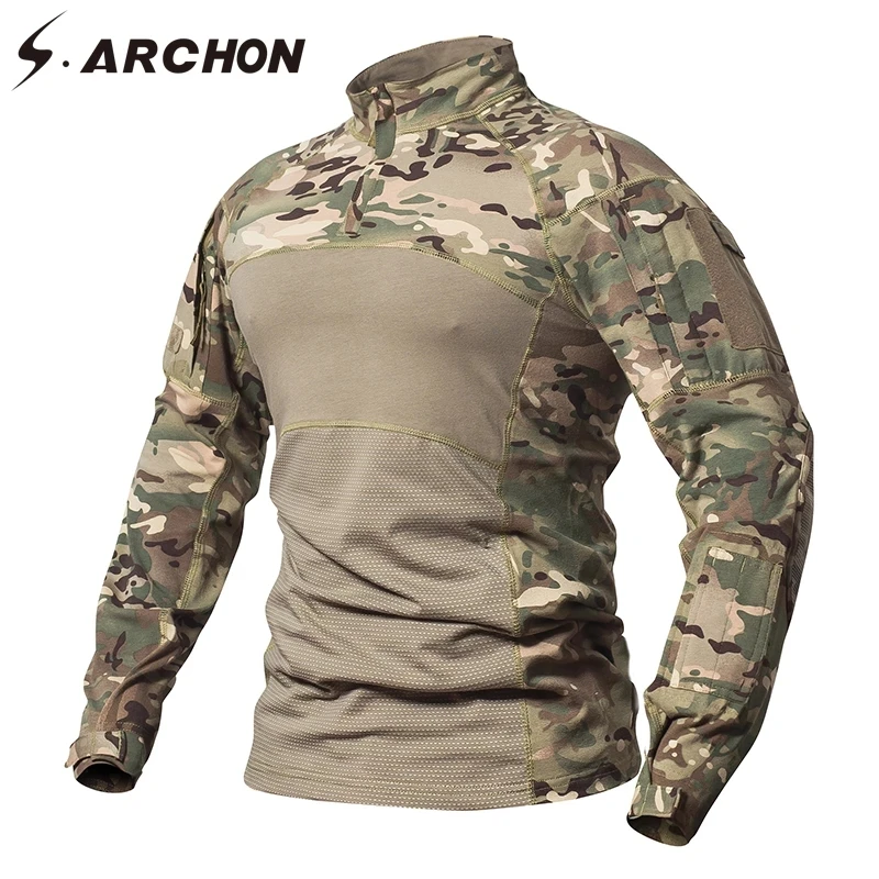 S.ARCHON-camisas militares tácticas para hombres, camiseta de combate de camuflaje, camisetas casuales de manga larga de soldado de campo de batalla de la fuerza del ejército - imagen 2