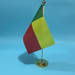 BANDERA DE SKY Bandera de escritorio de oficina Bandera de Benín 14x21 cm Bandera de Benín de poliéster Bandera Nacional Bandera de país Adornos de escritorio Banderas