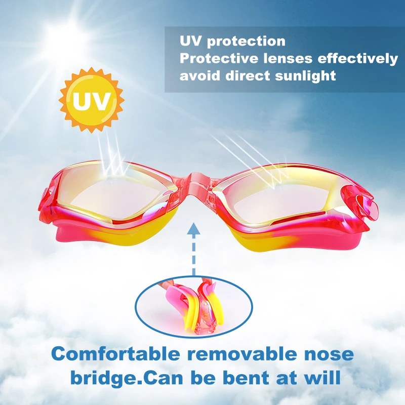 JSJM, gafas de natación profesionales coloridas de silicona para niños, gafas de natación antivaho UV, gafas de natación de silicona impermeables para niños - imagen 3