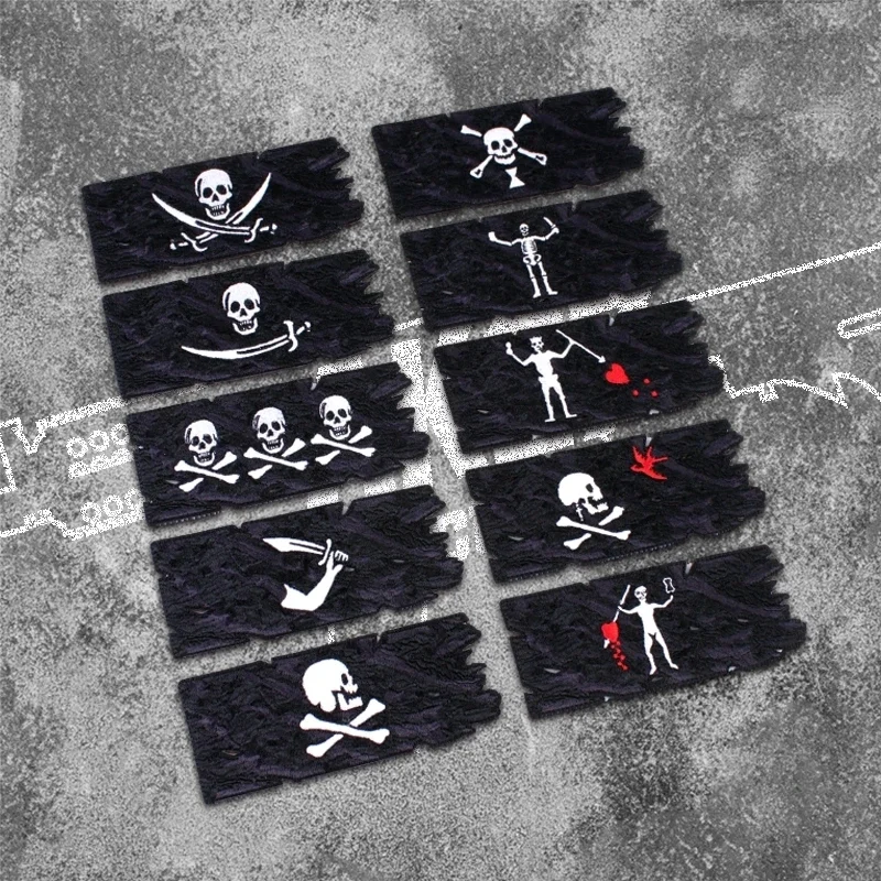 Parches de gancho y bucle de bandera pirata para ropa, emblema táctico de moral en mochila, apliques de parche militar, Top Ten - imagen 2
