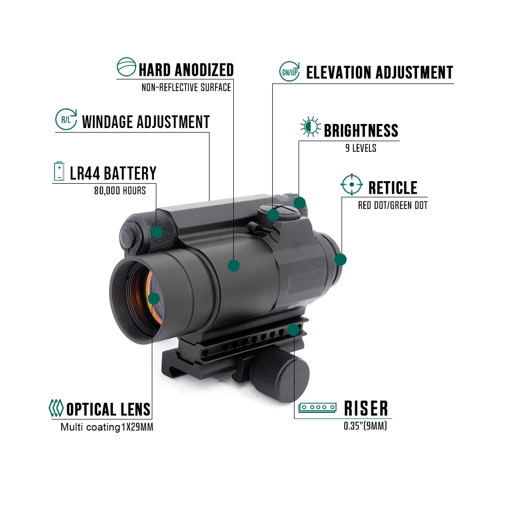 Mira reflex Airsoft AIM 4MOA con lentes abatibles y montaje MK18 - imagen 5