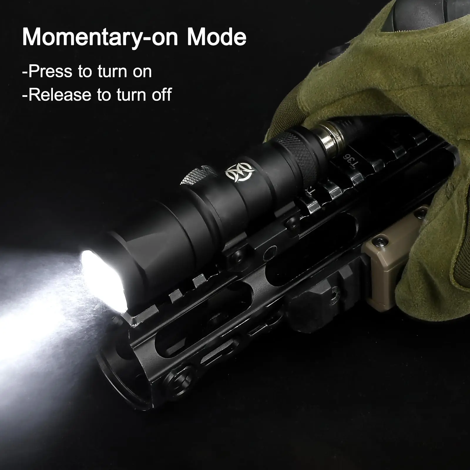 Interruptor de Presión Remoto para Linterna Táctica M300 M600, con Soporte de Montaje para Riel de 20 mm/Mlok/Keymod - imagen 2