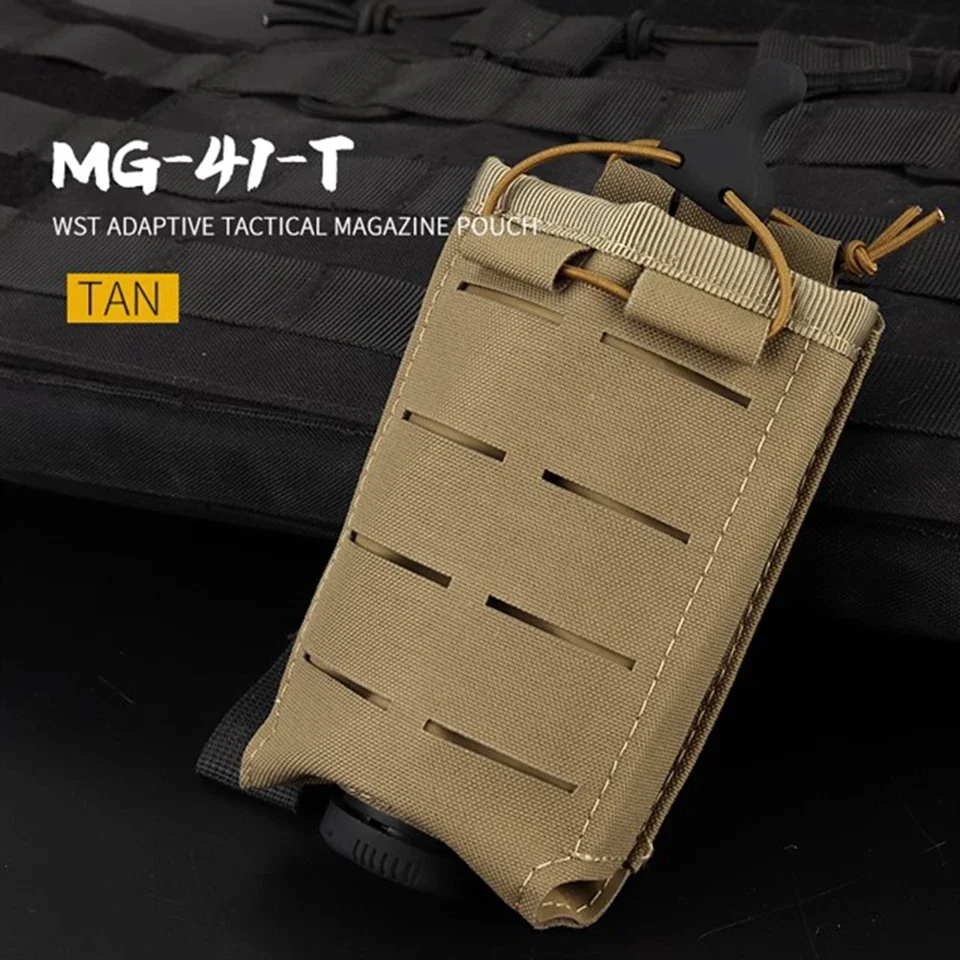 Bolsa táctica para revistas, bolsa de herramientas de cintura Molle, paquete de chaleco de adaptación, bolsa compacta con tapa abierta, soporte magnético de 5,56 y 7,62mm - imagen 3