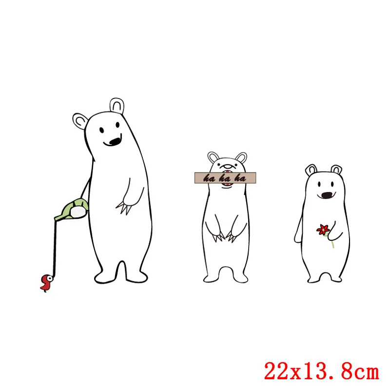 Juego de pegatinas térmicas de animales lindos para ropa, transferencia de hierro de mariposa para ropa, Parche de dibujos animados para ropa, oso y gato - imagen 3