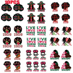 10 Uds. Parches bordados AKA para hermanas y niñas negras, parches de dibujos animados, chaquetas, sombreros, mochila, parche para coser, parches para planchar para ropa DIY