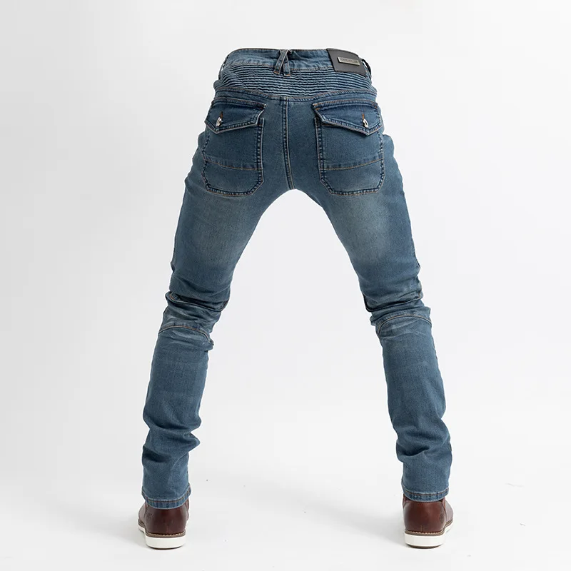 Pantalones vaqueros informales para hombre, Jeans ajustados con equipo de protección para motocicleta, pantalones de ciclismo, Primavera, Otoño, Azul, Negro, nuevo - imagen 2