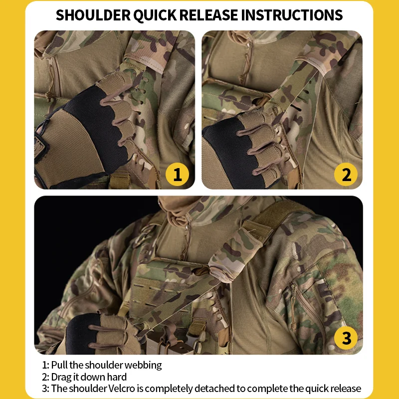 Placa de transporte de seguridad ajustable, chaleco táctico protector ligero, sistema Molle, portador de placa - imagen 4