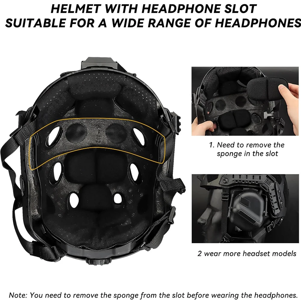 Conjunto de casco táctico con casco Airsoft, máscara facial táctica, auriculares walkie talkie, baliza de supervivencia para caza al aire libre - imagen 3