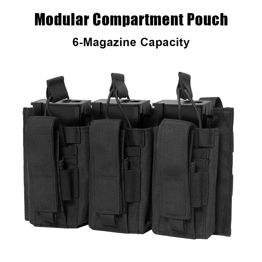 Bolsa Triple Mag Molle, soporte Triple Harger, bolsillo táctico suave, bolsas mágicas con tapa abierta, soporte para cartuchos, bolsa táctica para caza - imagen 4