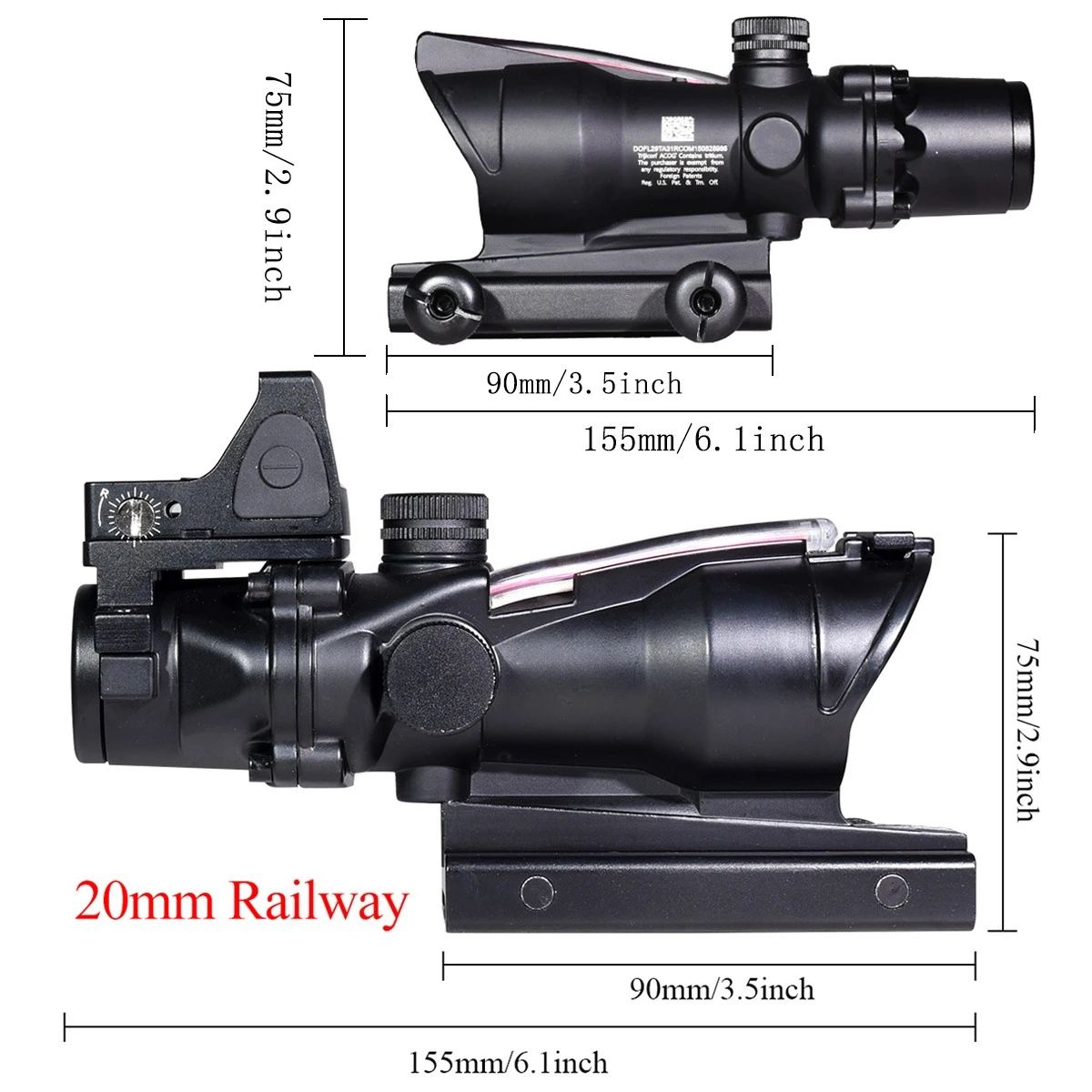 Mira táctica 4X32 con punto rojo, mira compacta de fibra Real para caza, retícula grabada, mira colimadora Airsoft ajustable - imagen 5