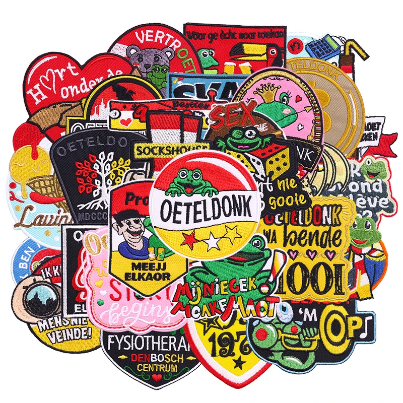 10 Uds. Parches bordados aleatorios de Países Bajos Oeteldonk en ropa parche de Carnaval de Países Bajos parches para planchar para insignia de ropa - imagen 3