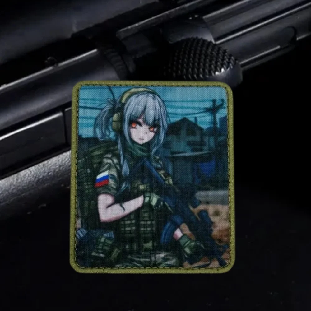 Parches tácticos de insignia de moral de soldado femenino de Anime ruso, brazalete militar táctico, gancho y bucle, accesorios para mochila, pegatina - imagen 4
