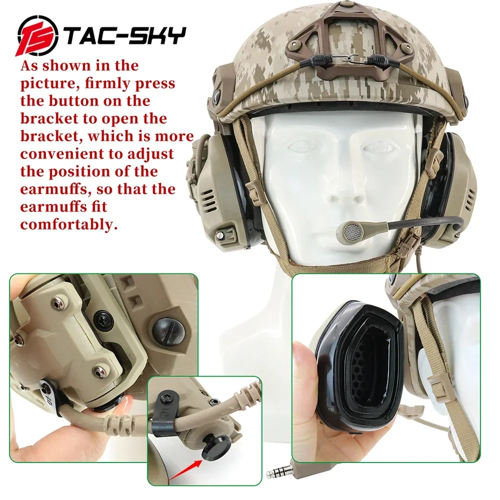 Auriculares tácticos RAC para casco con riel Picatinny comunicación - imagen 5