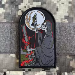 Parche táctico de artillería de calavera del ejército, insignia de moral bordada, esqueleto, soldado, gancho y bucle, brazalete militar, mochila, pegatina de muerte