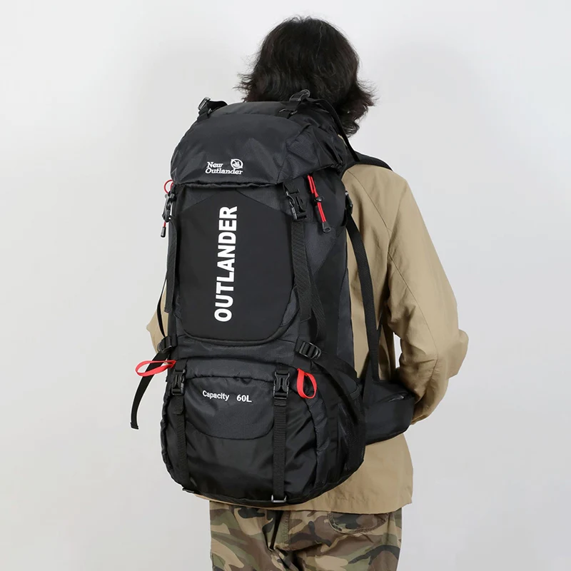 Mochila de gran capacidad para acampar, bolsa de hombro impermeable para senderismo, viajes al aire libre, escalada, montañismo, 60L - imagen 3