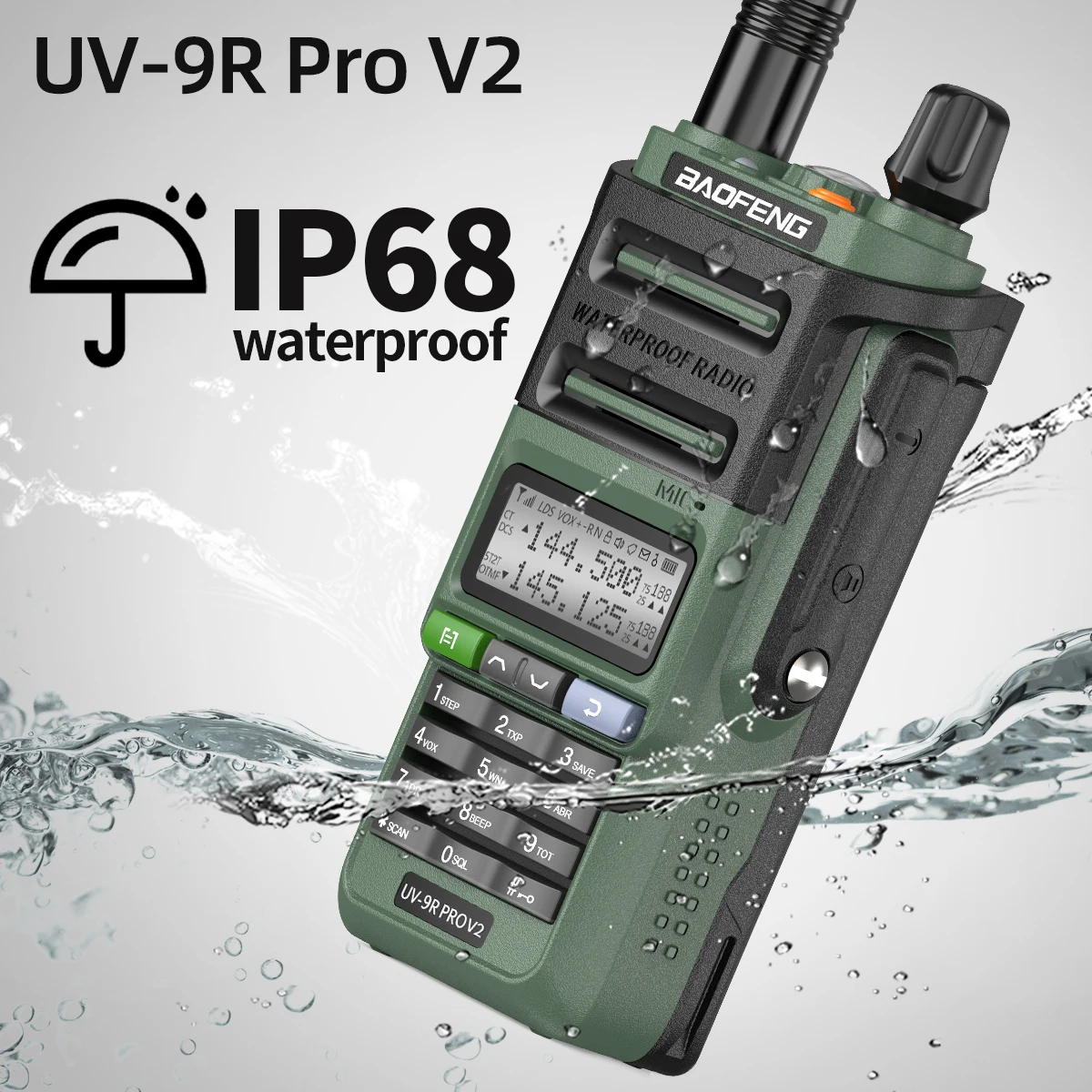 Baofeng UV 9R Pro V2 IP68 Walkie Talkie impermeable Tri-Power tipo C cargador banda Dual Ham CB Radio Radio bidireccional de UV 9R Plus - imagen 5