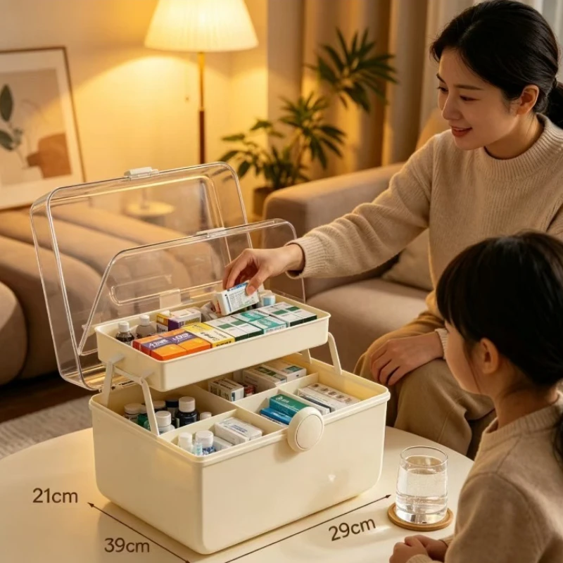 Botiquín portátil organizador de medicamentos con tapa y visor - imagen 5