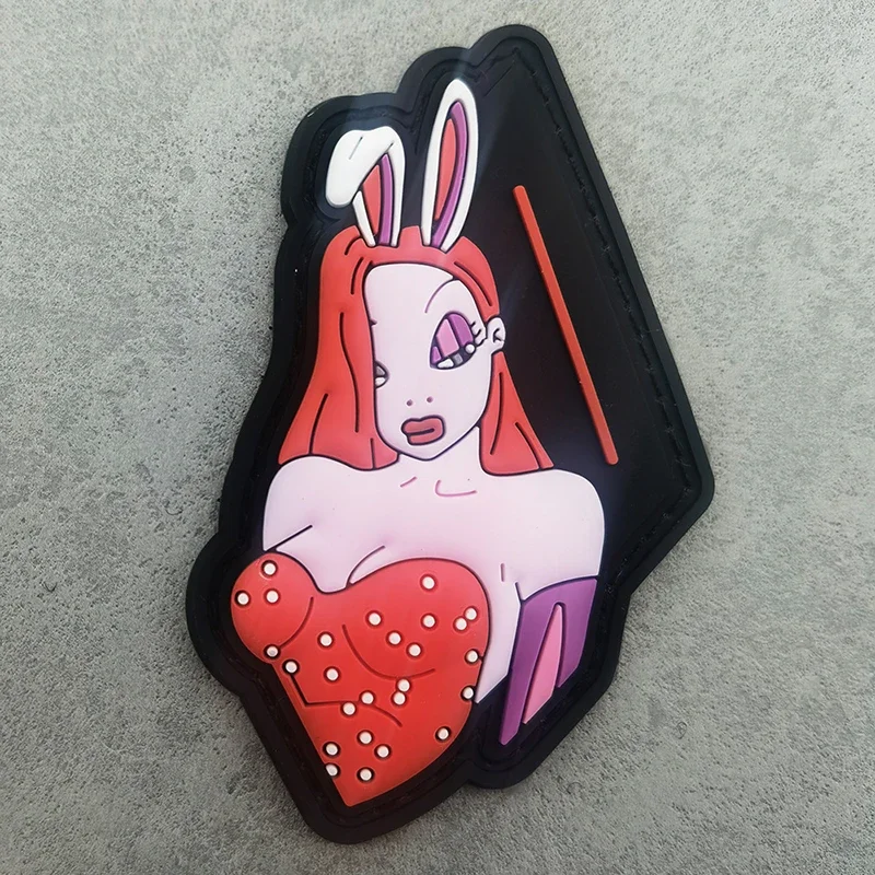 Parche de pvc para mujer hermosa, conejo, gancho y bucle, ropa, chaqueta, mochila, accesorio táctico, parches de sello de moral de chaqueta diy - imagen 3