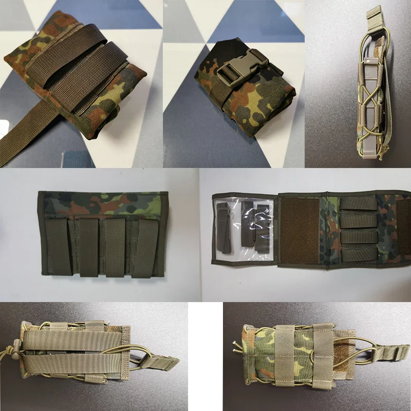 Bolsas de reciclaje tácticas de camuflaje alemán, cartera con bolsa de mapas, 36 bolsas individuales de uso General, personalizadas