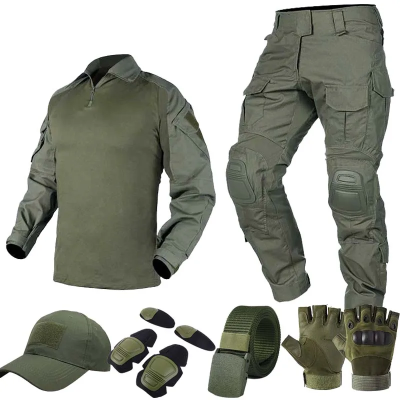 Trajes tácticos verdes GEN3, uniforme táctico G3, trajes de camuflaje para hombre, conjuntos para exteriores, entrenamiento, camisa de caza, pantalones, Tops, pantalones de carga - imagen 5