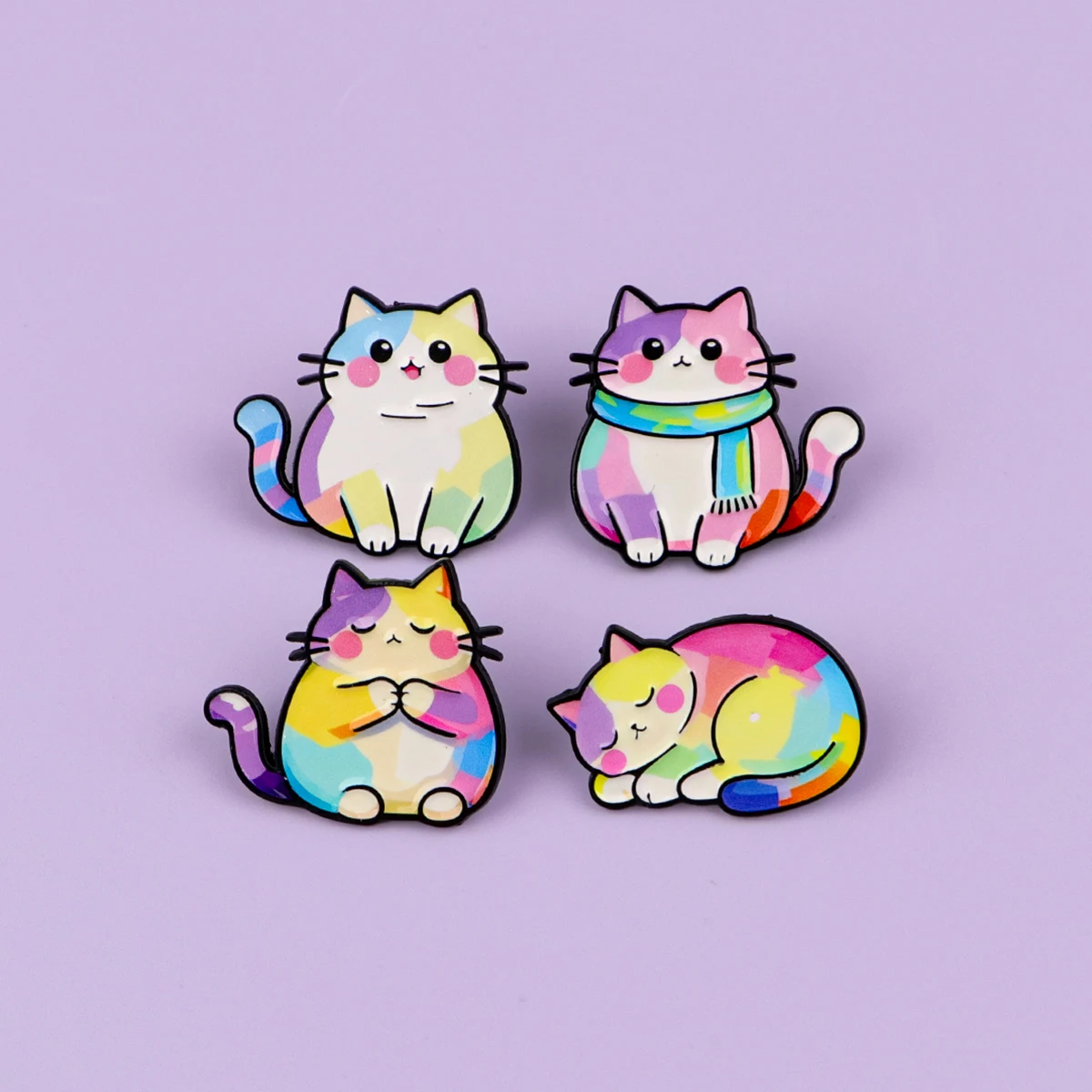Pin esmaltado de gato colorido para solapa, conjunto de broche de capibara de dibujos animados, decoración de ropa, alfileres de Metal, mochila, sombrero, insignia, accesorios, 5 uds. - imagen 3