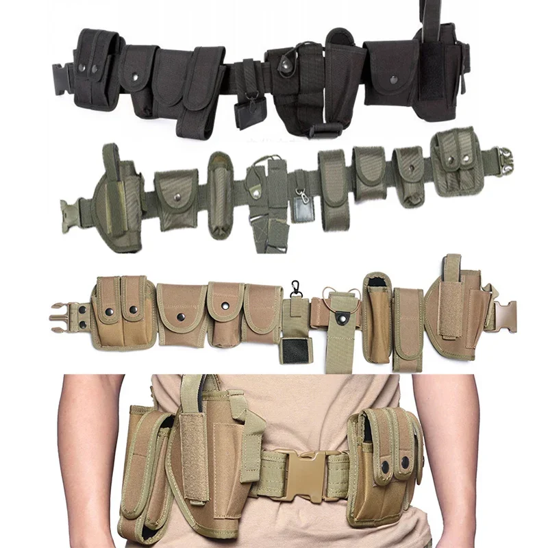 Cinturón de seguridad multifuncional 10 en 1, Kit de utilidad de guardia de entrenamiento militar táctico para exteriores, cinturón de servicio con bolsa, suministros de policía - imagen 2