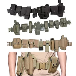 Cinturón de seguridad multifuncional 10 en 1, Kit de utilidad de guardia de entrenamiento militar táctico para exteriores, cinturón de servicio con bolsa, suministros de policía