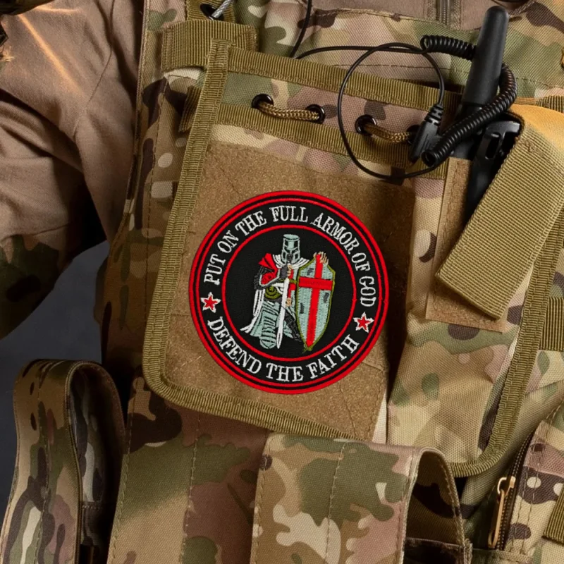 PUT ONTJE COMPLETO ARMOR DE DIOS DEFENDER EL FED Parche de insignia de moral táctica Soldado Brazalete militar Gancho y bucle Mochila Pegatina - imagen 2