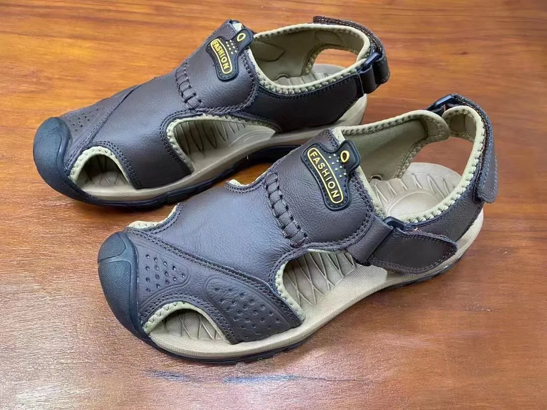 KOWM zapatos Upstream de cuero de vaca para hombre, zapatos acuáticos para exteriores, sandalias de malla transpirable, zapatos de agua, zapatillas de deporte de secado rápido para hombre - imagen 5