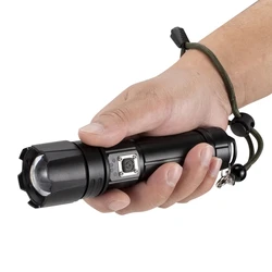 Linterna táctica LED XHP70 recargable USB con zoom