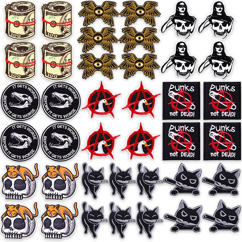 10 unids/lote Rebel Music Brotherhood parche hierro en parches bordados Punk Hippie Metal para chaleco de Club chaqueta vaquera estilo de vida de motorista