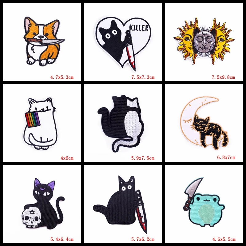 Prajna, 10 Uds., parches de gato para ropa, bonito bordado de dibujos animados, parche para planchar, pegatinas para ropa, apliques de oruga DIY, venta al por mayor - imagen 3