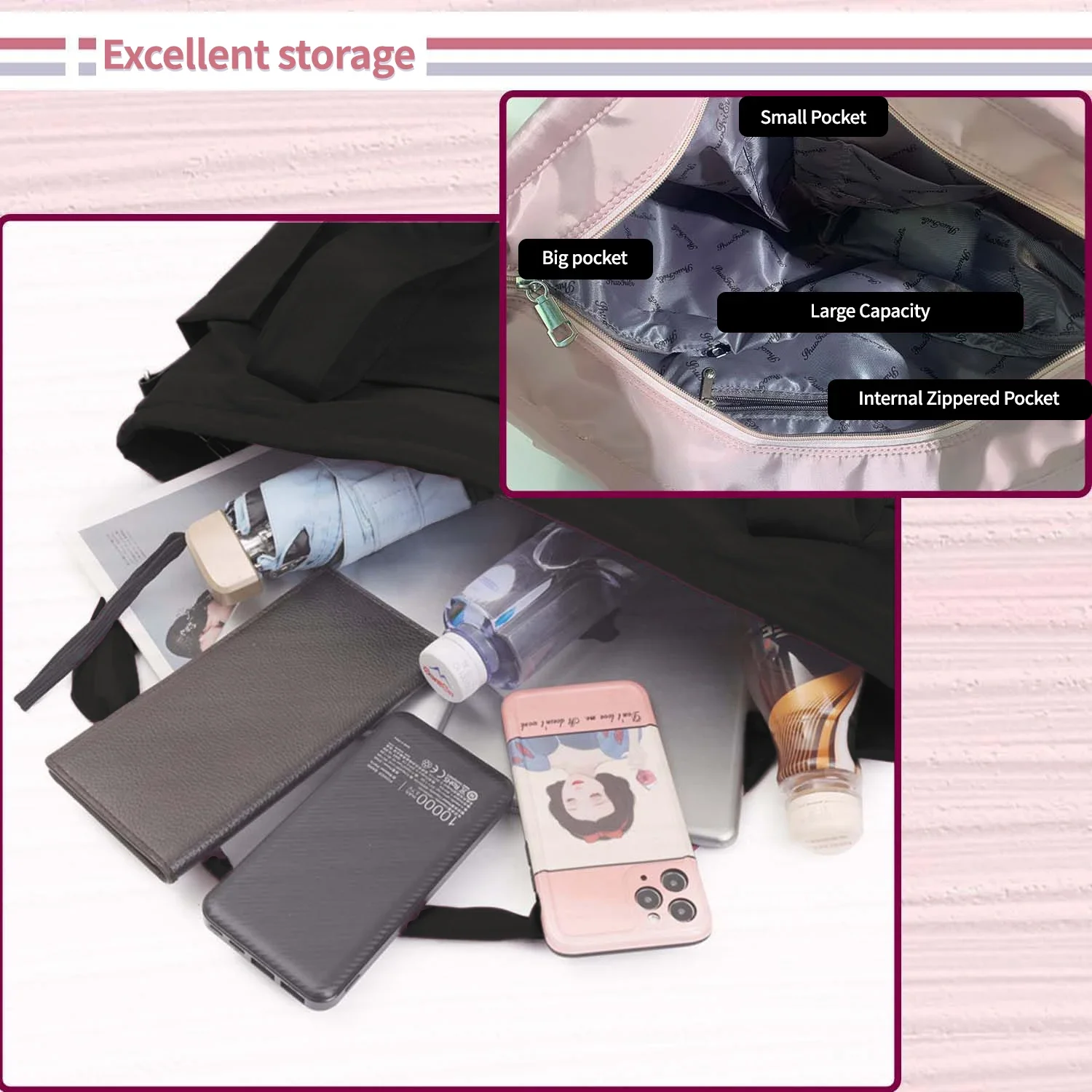 Bolso de mano de nailon para mujer, bolsa de mano de gran capacidad con correa Diagonal, para trabajo y viaje, novedad de otoño, 2024 - imagen 5