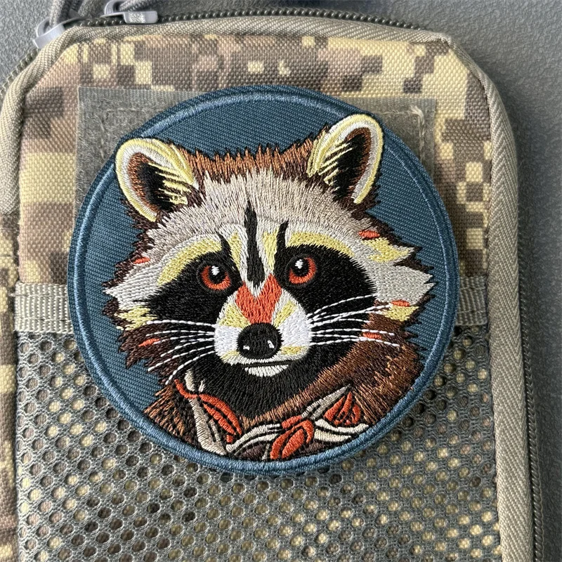 Parche "Raccoon", insignia de moral táctica, gancho bordado y bucle, mochila, ropa, accesorios decorativos, pegatina, brazalete - imagen 4