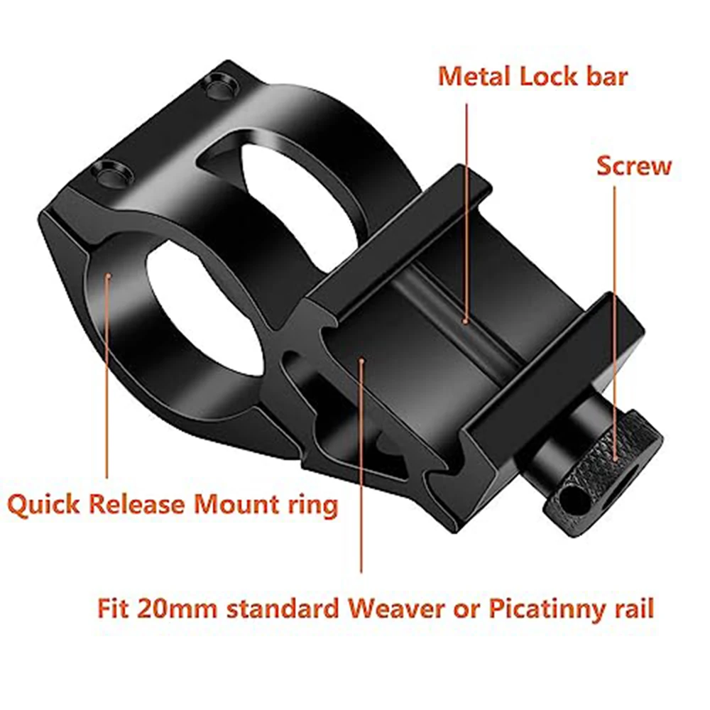 Soporte táctico para linterna con alcance compensado de 25,4mm, compatible con riel Picatinny de 20mm, vista de 45 grados, accesorios para pistola de caza Airsoft - imagen 5