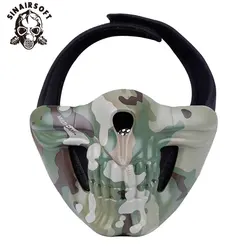 SINAIRSOFT-mascarilla táctica de calavera de media cara de TPU para Airsoft, Paintball, caza, disfraz de Halloween, máscaras protectoras