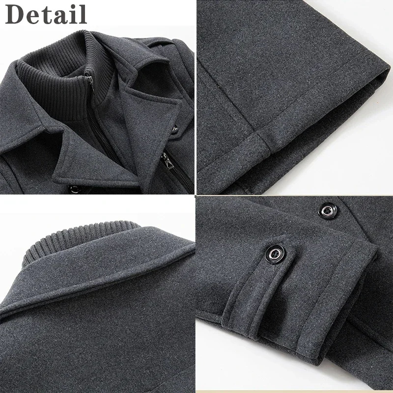 Gabardina cortaviento mezcla cachemira para hombre – Abrigo invernal - imagen 4