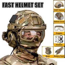 Casco táctico rápido con máscara, gafas y cubre cabeza Airsoft