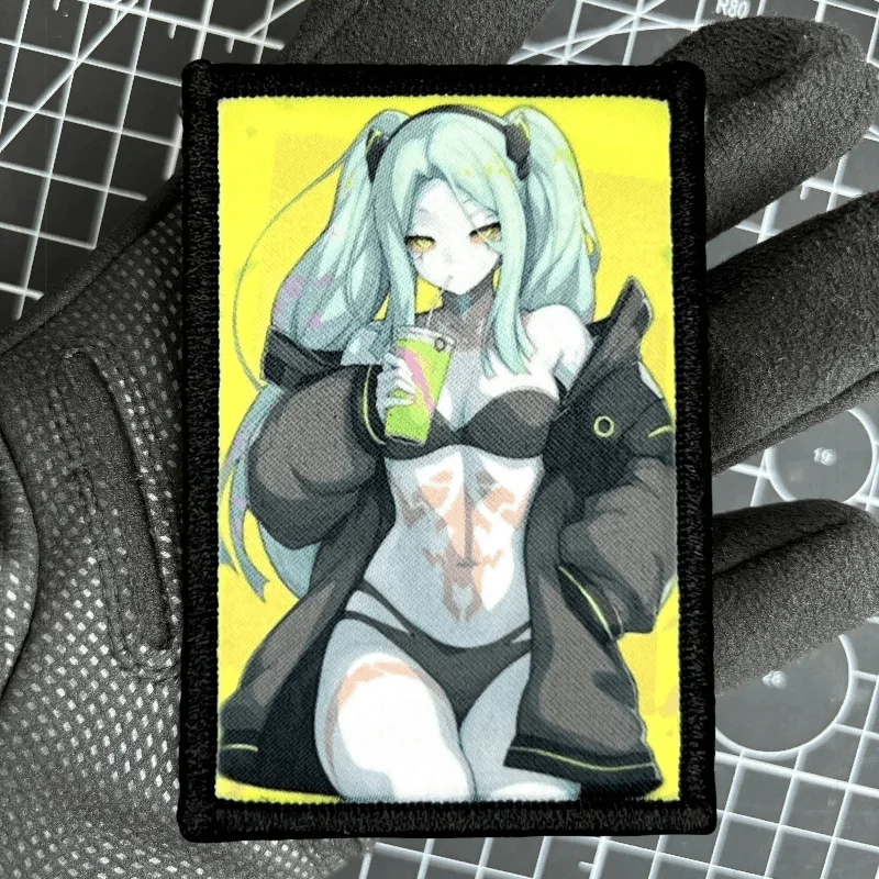 Parches de gancho y bucle con estampado de Chica de Anime, parche de insignia de moral táctica de belleza para Bikini, brazalete militar, ropa, pegatinas para mochila - imagen 2