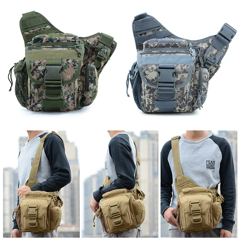 Bolsa de mensajero táctica 900D para hombre, bolsa para cámara DSLR para acampar al aire libre, bolso de hombro de camuflaje para sillín, bolso cruzado impermeable para acampar - imagen 4