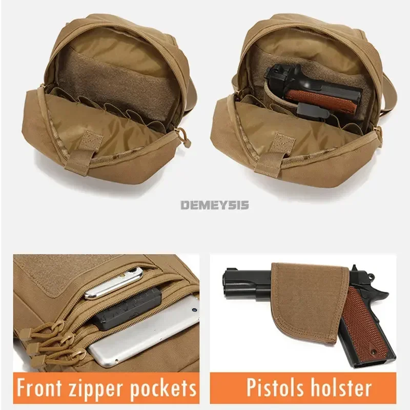 Bolsas de pecho para exteriores, bolso de hombro táctico impermeable para el pecho, funda para pistola, eslinga de transporte oculta para caza, mochila cruzada - imagen 3